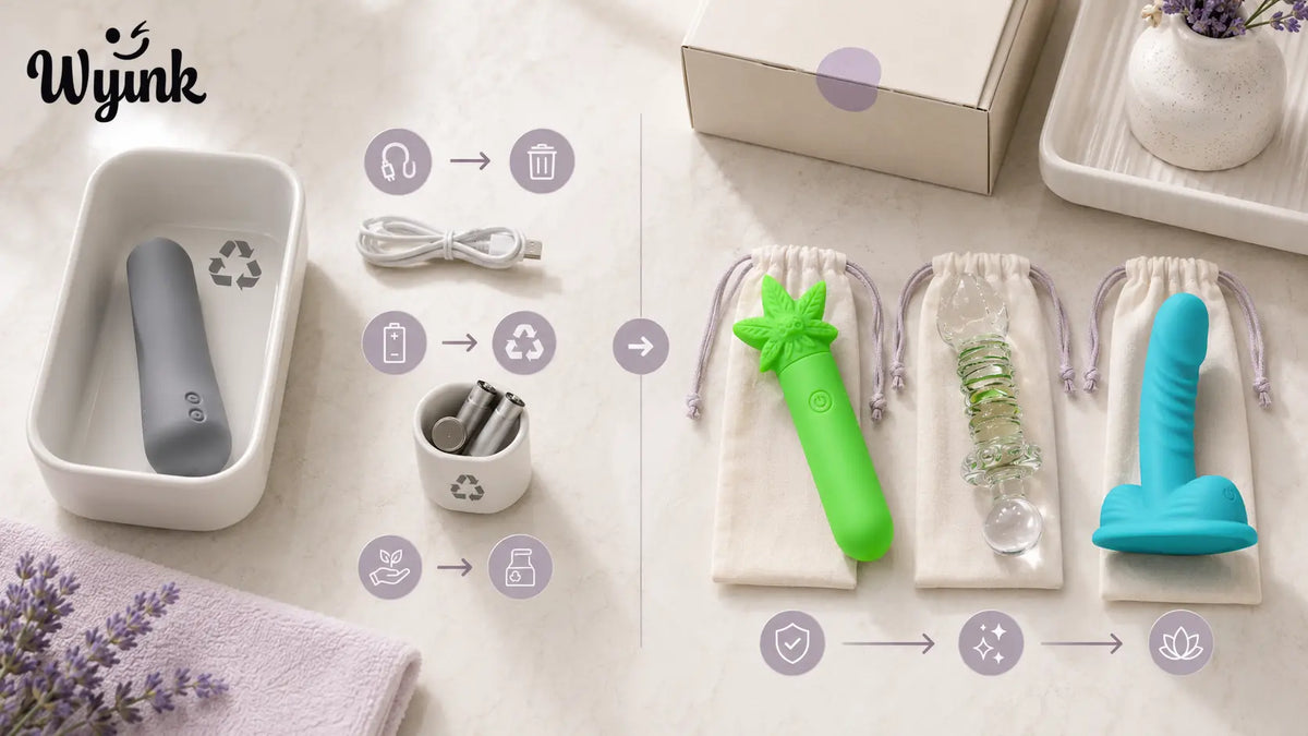Discreet electronics recycling setup for an old rechargeable adult wellness product with body-safe Wyink upgrade options