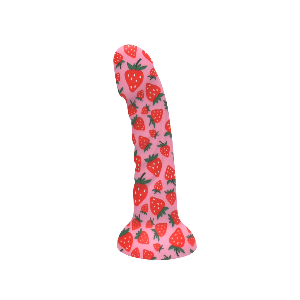 JUCI 7-Inch Dong by Maia - Strawberry Print Silicone Suction Cup Dong