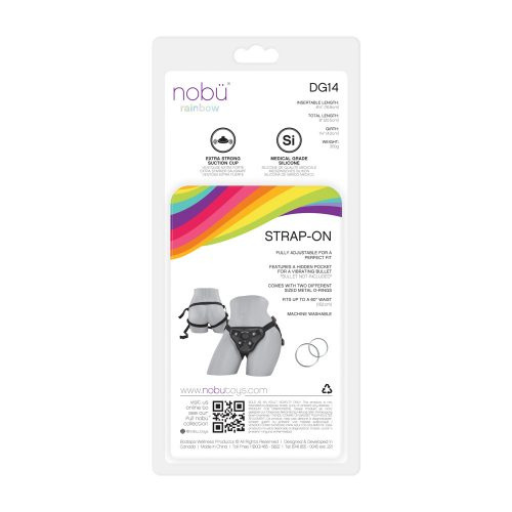 Nobü Rainbow DG14 8" Dildo with Suction Cup &amp; Strap-On Harness