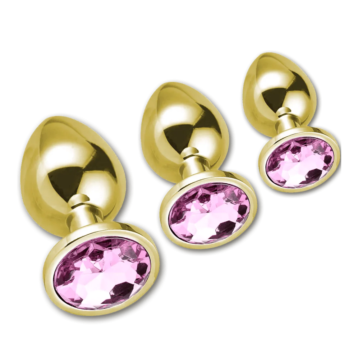 Gold Steel Anal Plug Set by Pure Envy - Pink