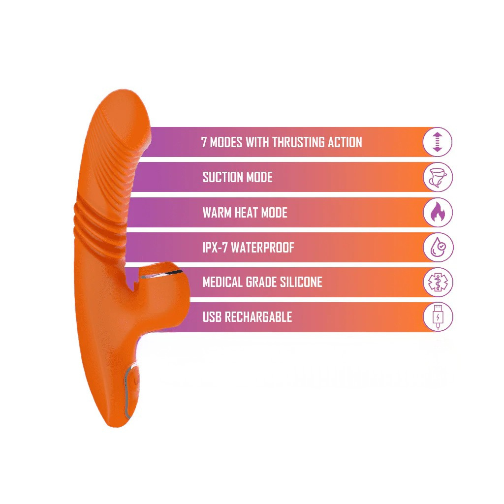 Tiffany Suction Vibrator Pro by Pure Envy - 7 Thrusting Action Rabbit Vibrator