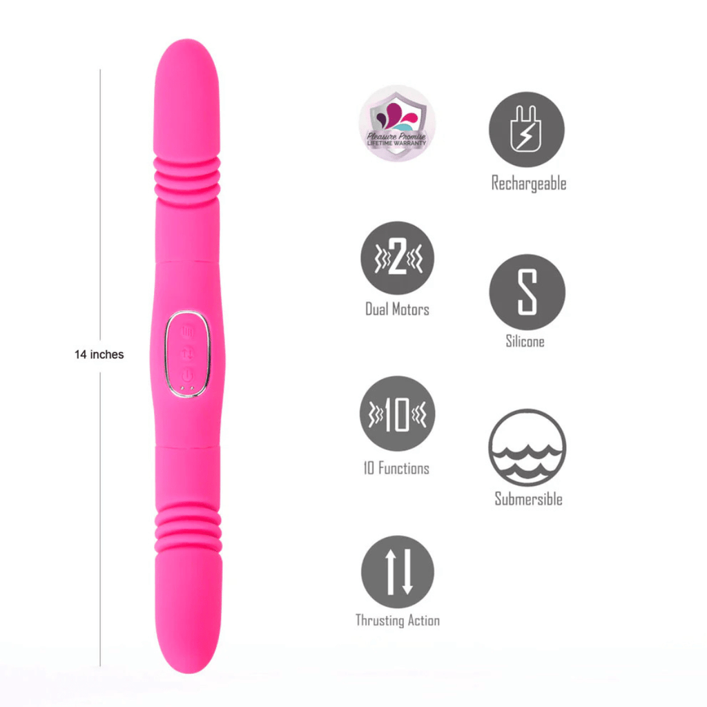 Zena Dildo by Maia - 10-Function 3-Speed Dual Thrusting Vibrating Dildo (Pink)