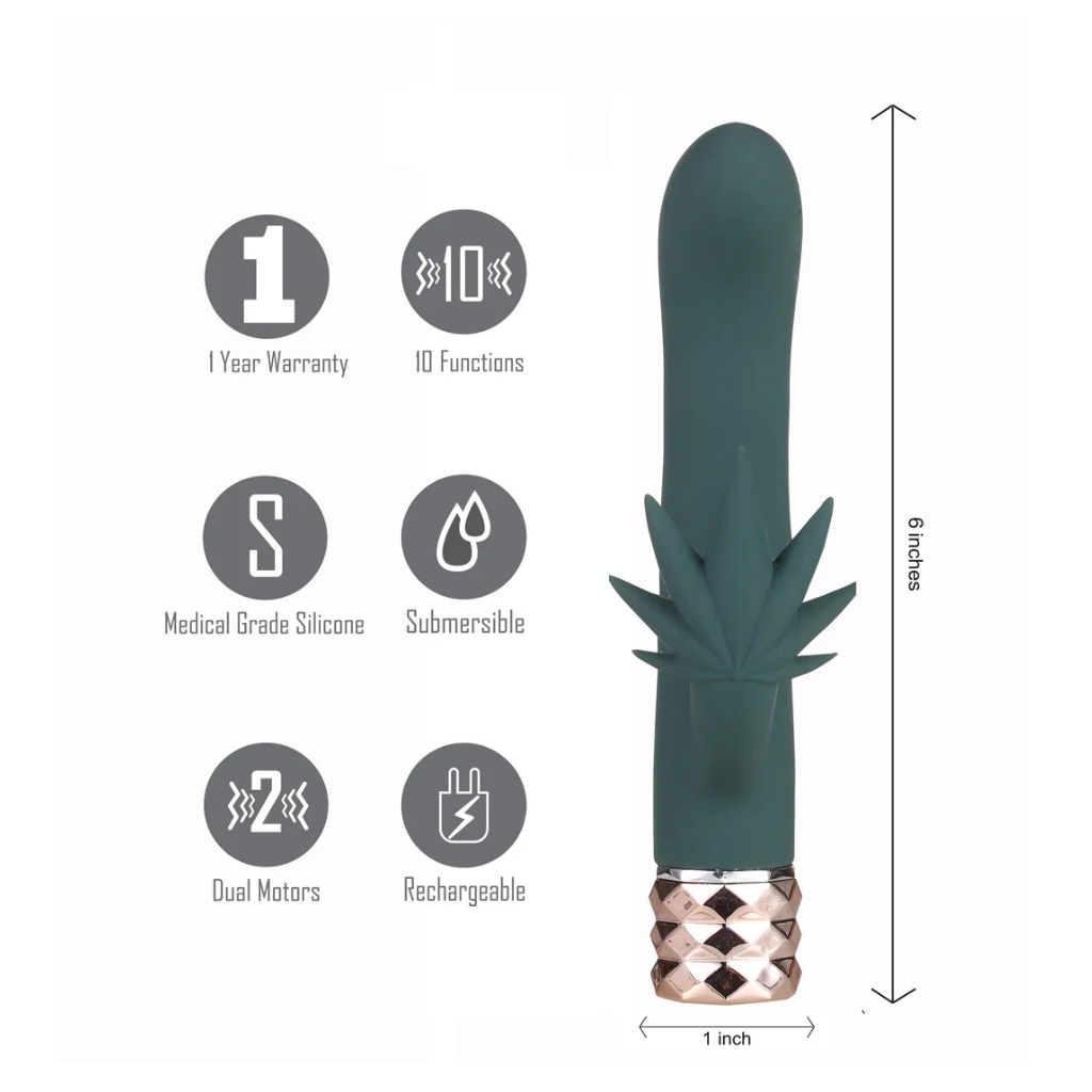 Kusha Dual Motor Rabbit Vibrator by Maia – 10 Function Rechargeable (Hemp Leaf Design)