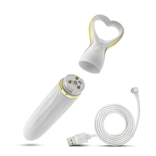 Delice Heart Throb White Bouquet rechargeable bullet vibrator with sleek floral-inspired design