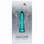 Maia Jaguar Bullet blue rechargeable silicone-coated bullet vibrator with 10 vibration functions on a white background