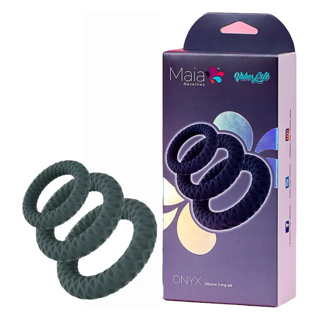 Maia Onyx body-safe silicone cock ring with flexible ergonomic design
