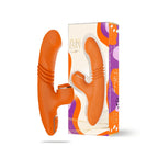 Orange vibrator toy with packaging featuring 'Pure Envy' branding on a white background
