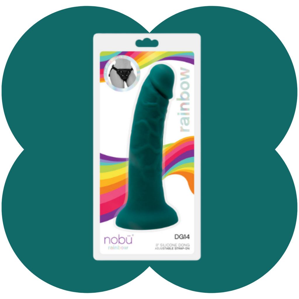 Nobü Rainbow DG14 8" Dildo with Suction Cup &amp; Strap-On Harness