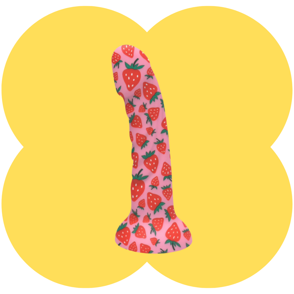 JUCI 7-Inch Dong by Maia - Strawberry Print Silicone Suction Cup Dong