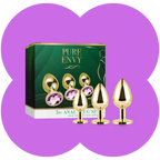 Gold Steel Anal Plug Set by Pure Envy - Pink