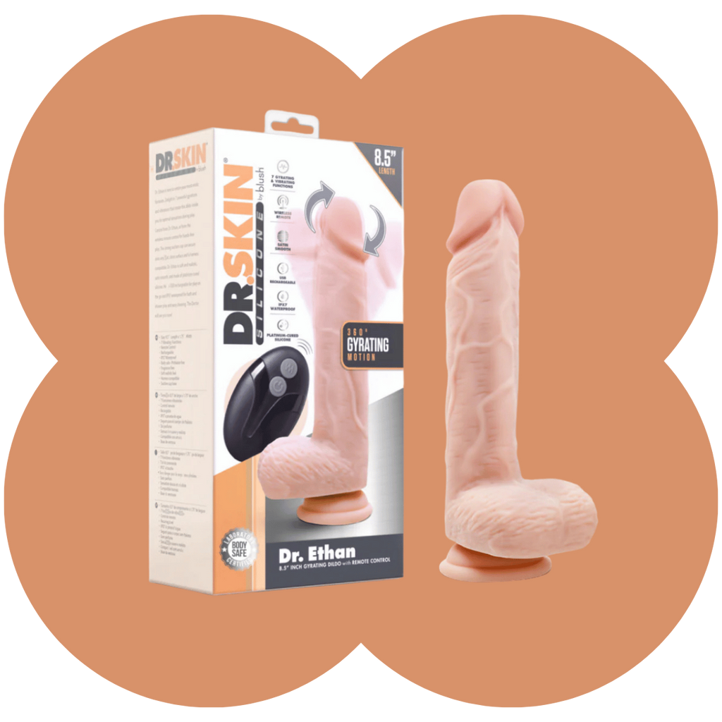 Dr. Skin Silicone By Blush® | Dr. Ethan 8.5 Inch Gyrating Dildo Beige