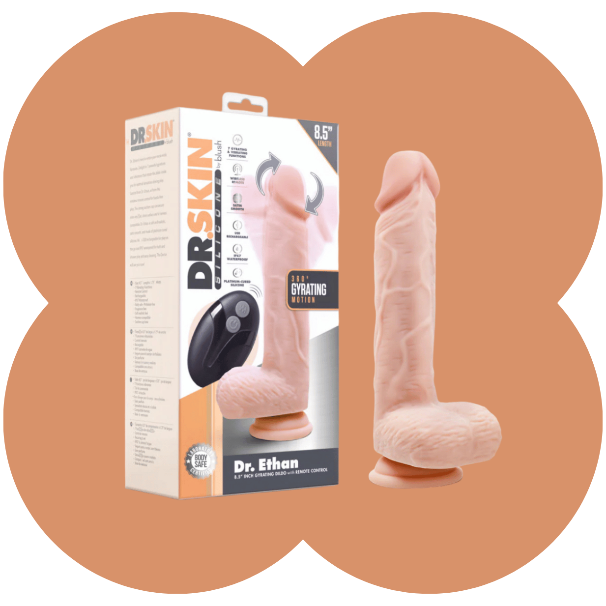 Dr. Skin Silicone By Blush® | Dr. Ethan 8.5 Inch Gyrating Dildo Beige