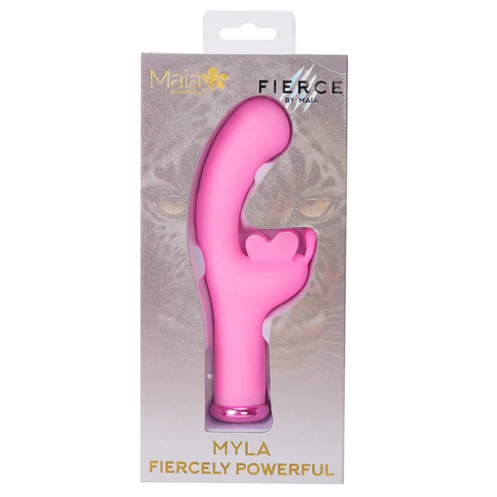 Pink adult product in packaging with 'Myla' branding on a white background